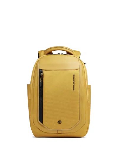 Piquadro Leather-trim Laptop Backpack In Gold