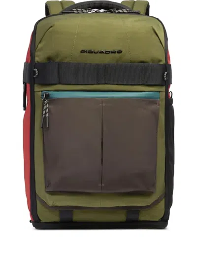 Piquadro Logo Backpack In Green