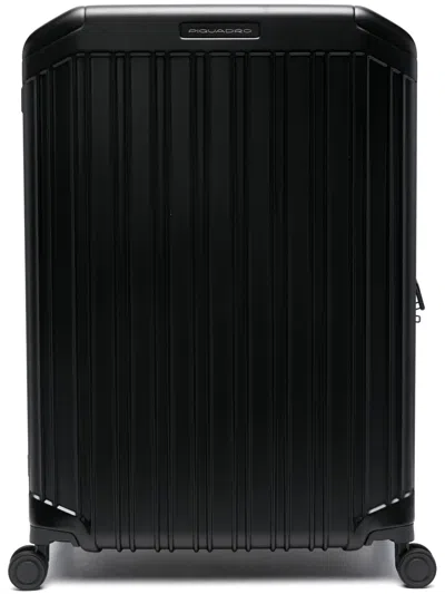 Piquadro Logo-lettering Embossed Suitcase In Schwarz