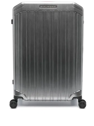 Piquadro Logo-lettering Zip-up Luggage In Grey