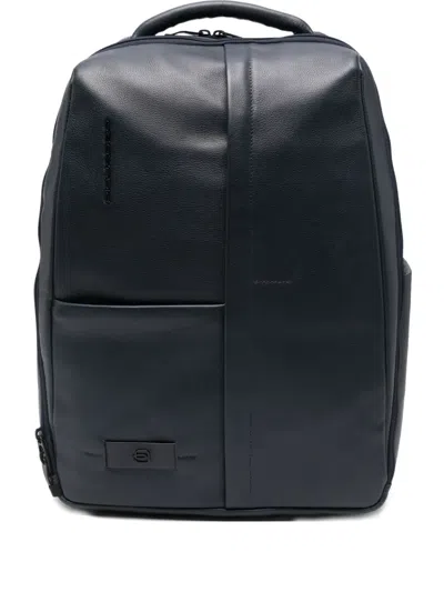 Piquadro Logo-patch Backpack In Blue