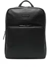 Piquadro Logo-patch Leather Backpack In Black