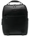 Piquadro Logo-patch Leather Backpack In Schwarz
