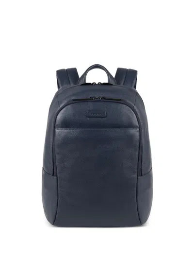 Piquadro Logo-plaque Backpack In Blue