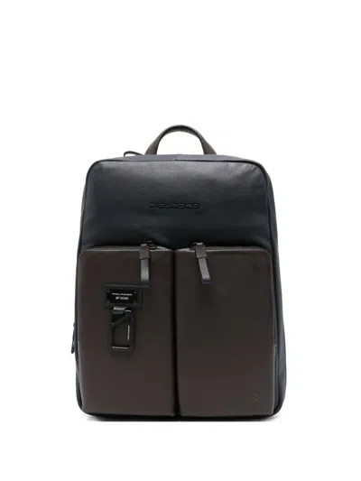 Piquadro Logo-plaque Backpack In Brown