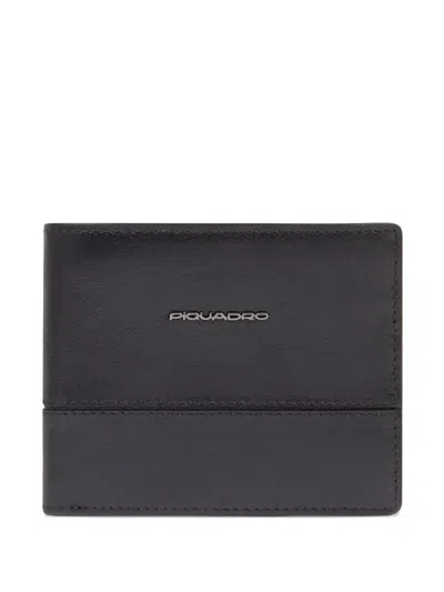 Piquadro Logo-plaque Coin-pocket Wallet In Black