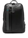 Piquadro Logo-plaque Leather Laptop Backpack In Black