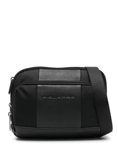 Piquadro Logo-plaque Shoulder Bag In Black