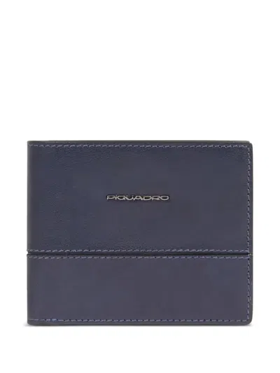 Piquadro Logo-plaque Wallet In Blue