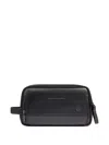 Piquadro Logo-plaque Wash Bag In Black