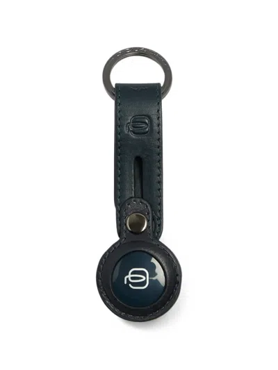 Piquadro Logo-debossed Leather Keyring In Black