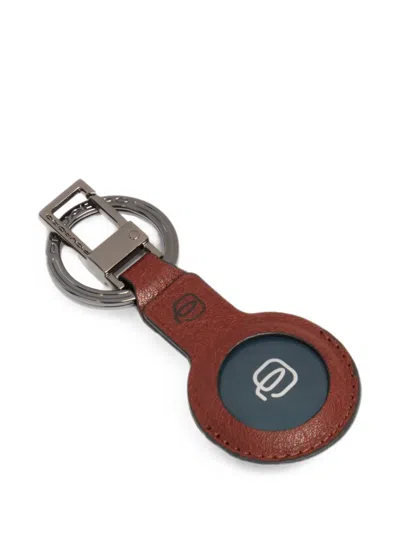 Piquadro Logo-detail Leather Keyring In Brown