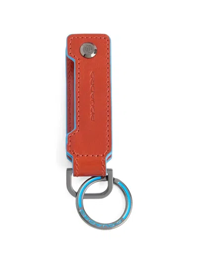 Piquadro Logo-detail Leather Keyring In Pattern