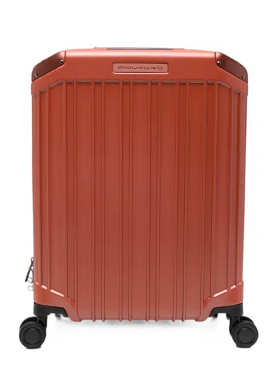Piquadro Logo-detail Suitcase In Orange