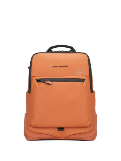 Piquadro Logo-detail Zip-fastening Backpack In Orange