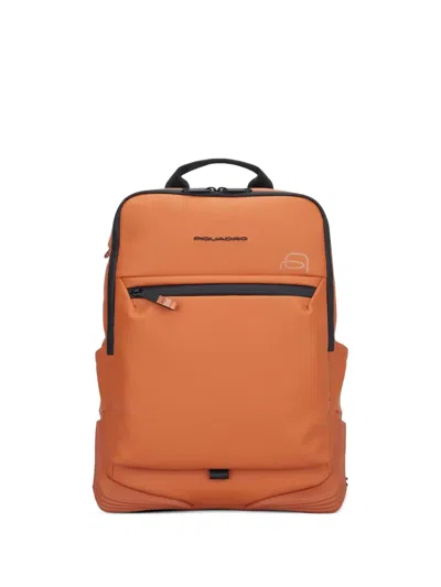 Piquadro Logo-detail Zip-fastening Backpack In Orange