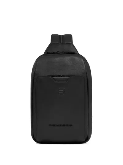 Piquadro Logo-embossed Convertible Sling Bag In Black