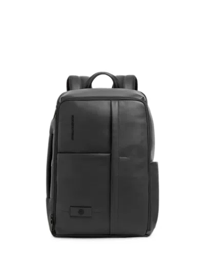 Piquadro Logo-embossed Leather Backpack In Black