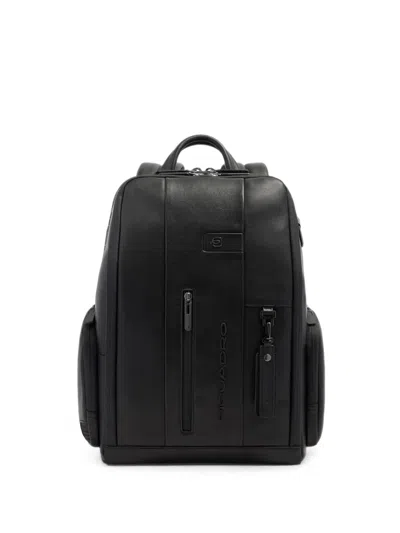 Piquadro Logo-embossed Leather Backpack In Black