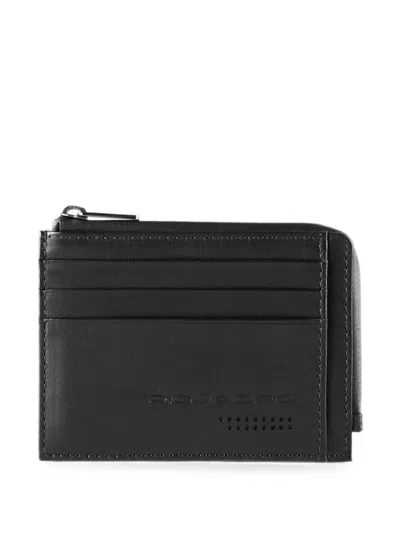 Piquadro Logo-embossed Leather Cardholder In Black