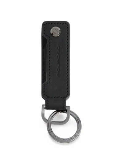 Piquadro Logo-engraved Keychain In Black