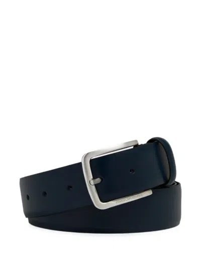 Piquadro Logo-engraved Leather Belt In Pattern