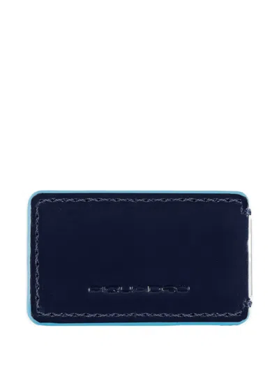Piquadro Logo-engraved Leather Money Clip In Blue