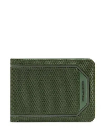 Piquadro Logo-lettering Bi-fold Wallet In Green