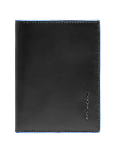 Piquadro Logo-lettering Contrast-trim Wallet In Black