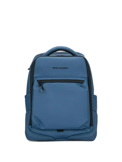 Piquadro Logo-lettering Expandable Backpack In Blue