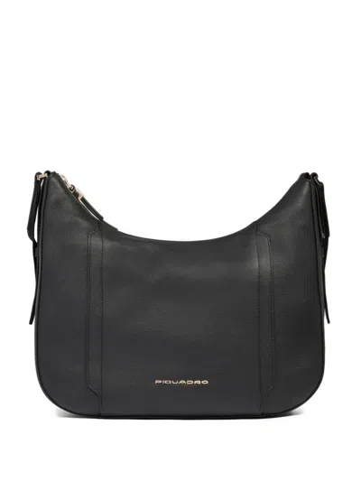 Piquadro Logo-lettering Leather Crossbody Bag In Black