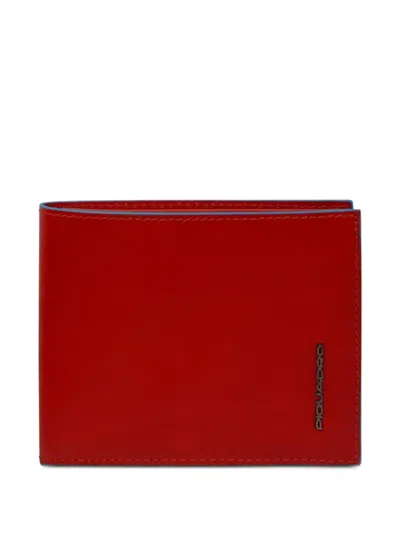 Piquadro Logo-lettering Leather Wallet In Red
