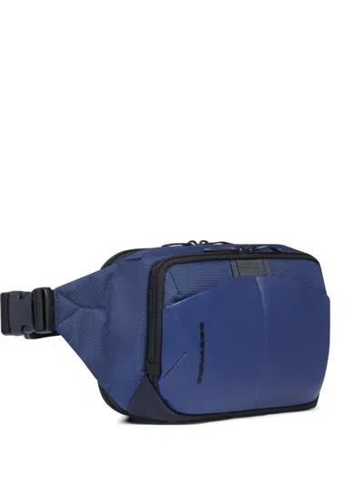 Piquadro Logo-lettering Mesh Belt Bag In Blue
