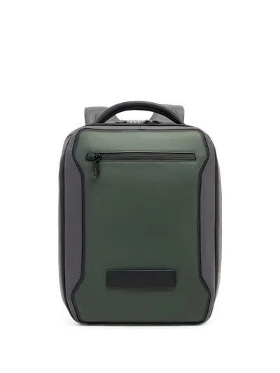 Piquadro Logo-patch Expandable Backpack In Green