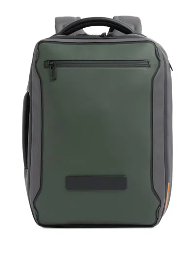 Piquadro Logo-patch Expandable Backpack In Green