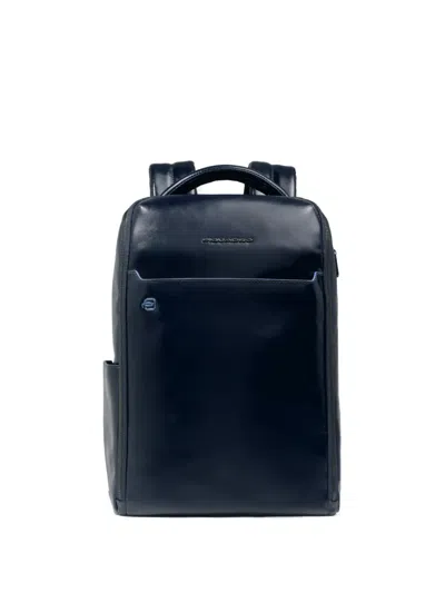 Piquadro Logo-plaque Backpack In Blue