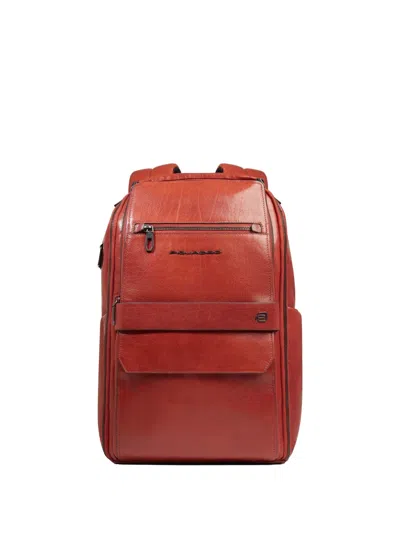 Piquadro Logo-plaque Backpack In Brown