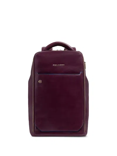 Piquadro Logo-plaque Backpack In Purple