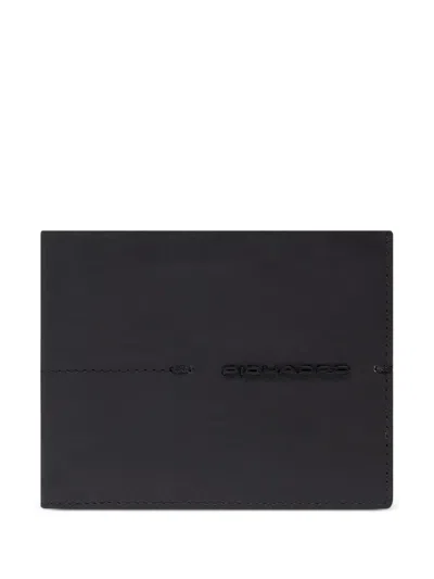 Piquadro Logo-plaque Bi-fold Wallet In Black