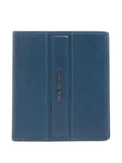 Piquadro Logo-plaque Bifold Wallet In Blue