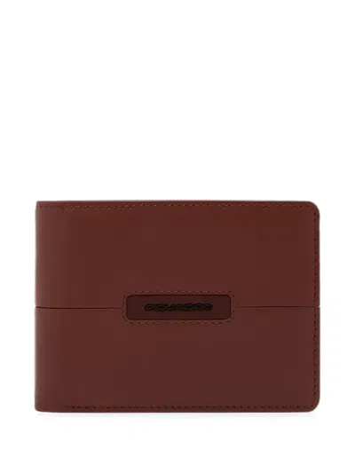 Piquadro Logo-plaque Bi-fold Wallet In Brown