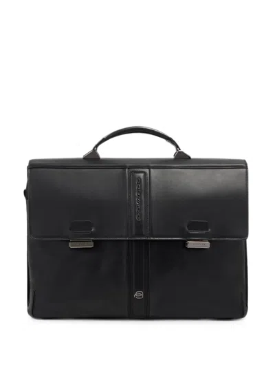 Piquadro Logo-plaque Briefcase In Black