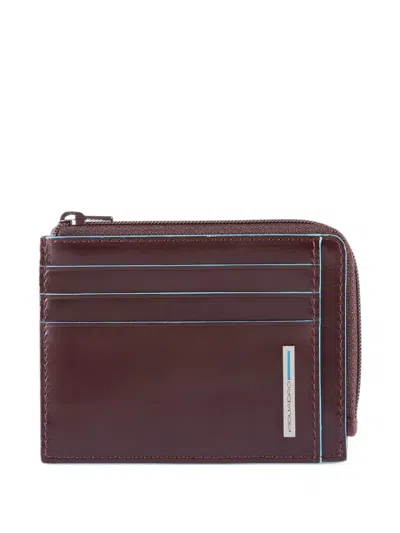 Piquadro Logo-plaque Cardholder In Burgundy