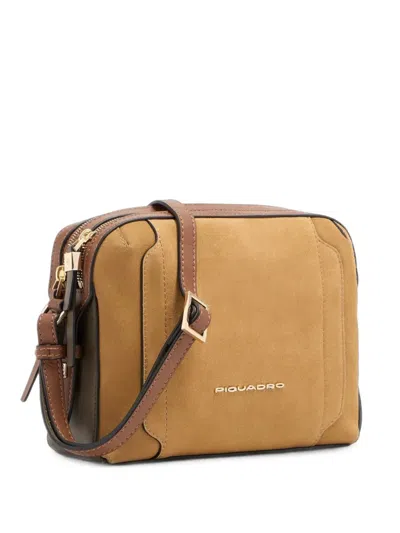 Piquadro Logo-plaque Cross Body Bag In Brown