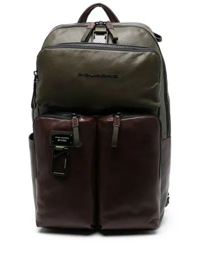Piquadro Logo-plaque Detail Backpack In Green