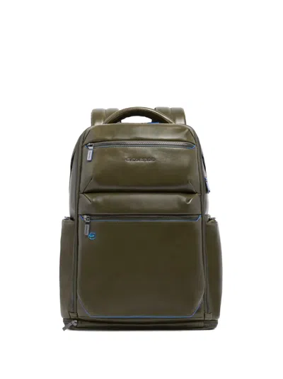 Piquadro Logo-plaque Laptop Backpack In Green