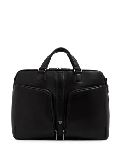 Piquadro Logo-plaque Laptop Bag In Black