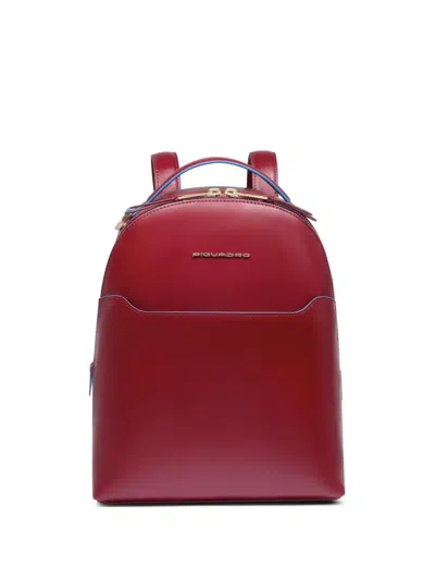 Piquadro Logo-plaque Leather Backpack In Black