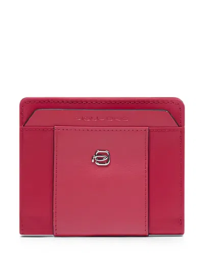 Piquadro Logo-plaque Leather Card Holder In Pink