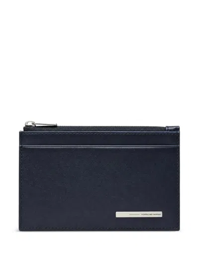 Piquadro Logo-plaque Leather Cardholder In Black